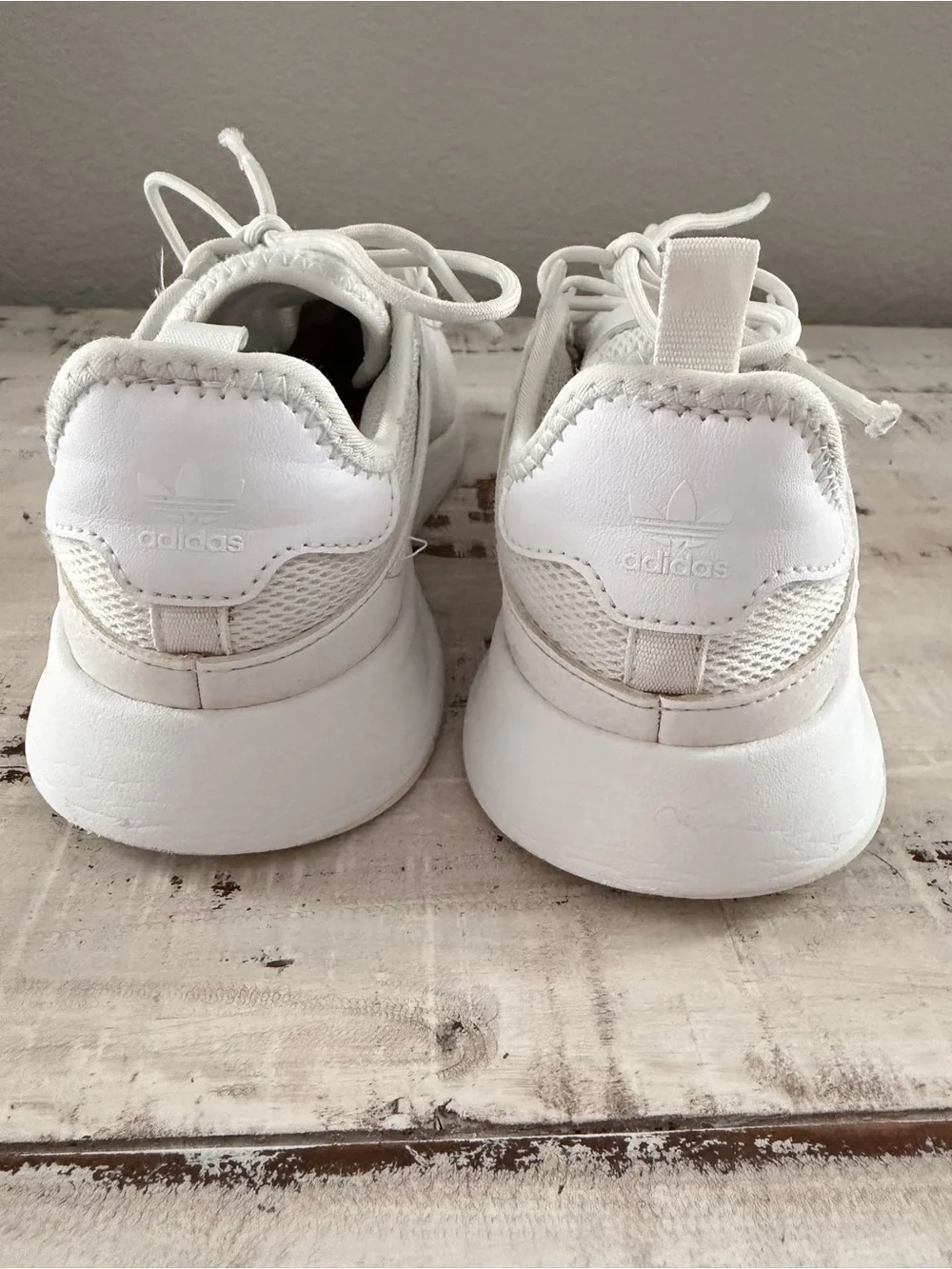 Adidas Originals X_PLR Triple White Mesh Sneakers Kids Size 3.5 Youth EU 35